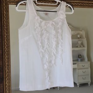 J CREW SLEEVELESS BLOUSE WITH RUFFLE DETAIL